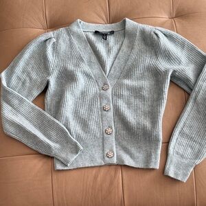 Women’s Powder Blue  Button-Up Sweater